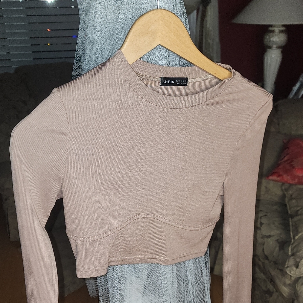 SHEIN Women's Beige Long Sleeve Top